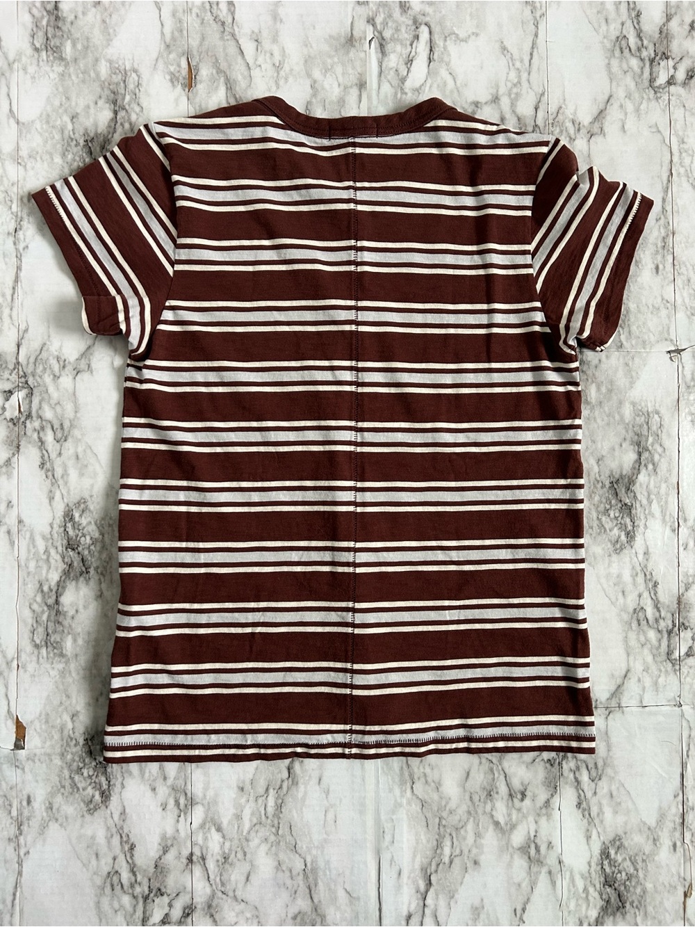 Rag & Bone Revolve | women’s size medium Slub Striped Tee brown and white stripe - Picture 7 of 11